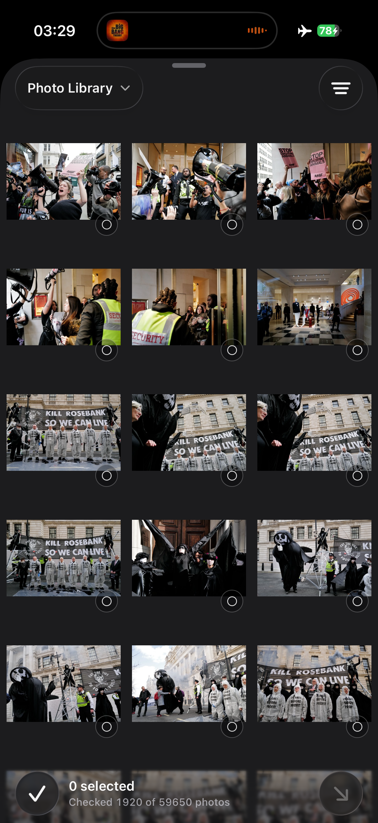 Dispatches asset grid with rated and picked photos