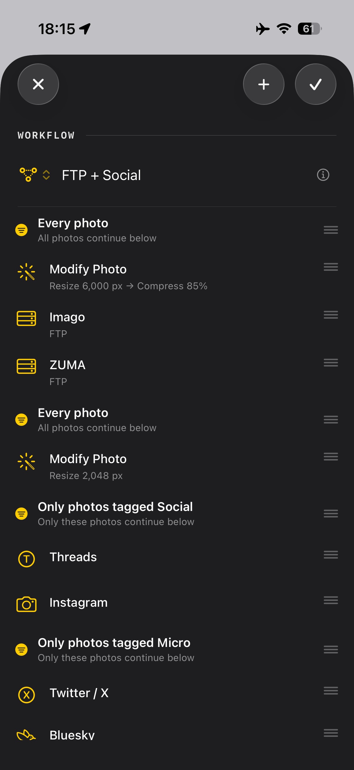 A workflow combining FTP destinations and social hand-offs